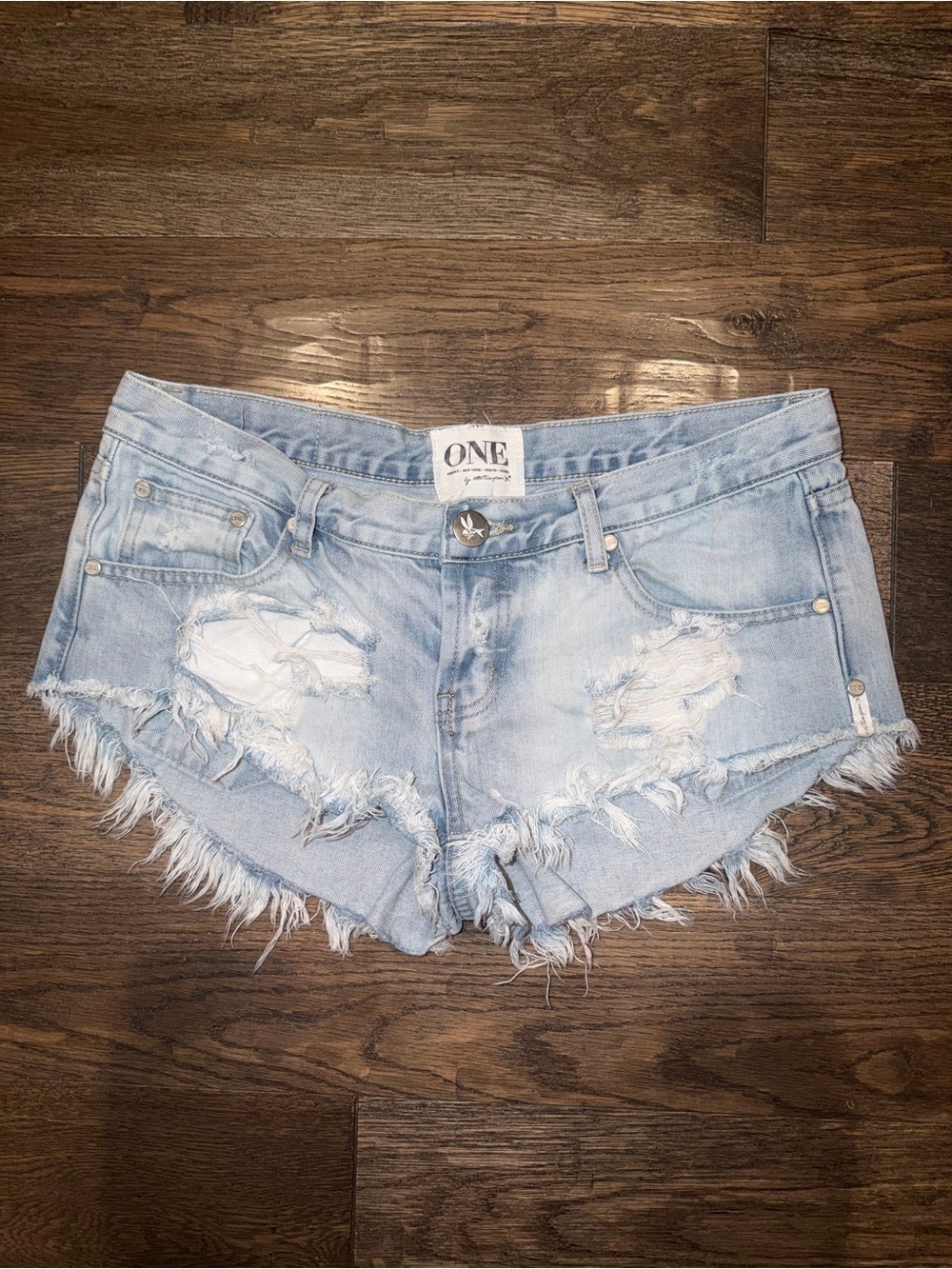 One Teaspoon Button Fly Distressed Cutoffs